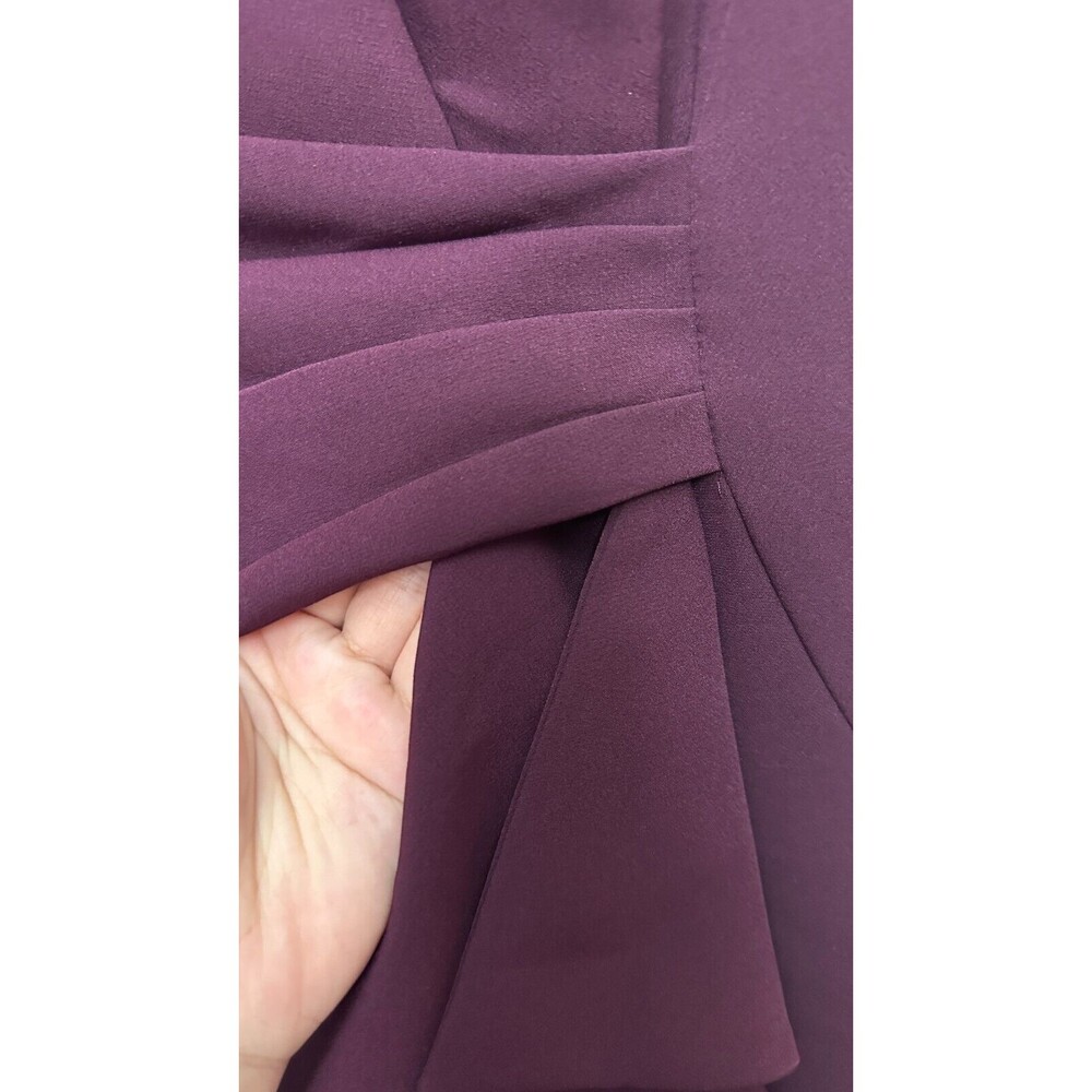Eliza J NWT Cascading Ruffle Gown Wine Purple Size 0 Sleeveless Maxi Pleated - Picture 2 of 4